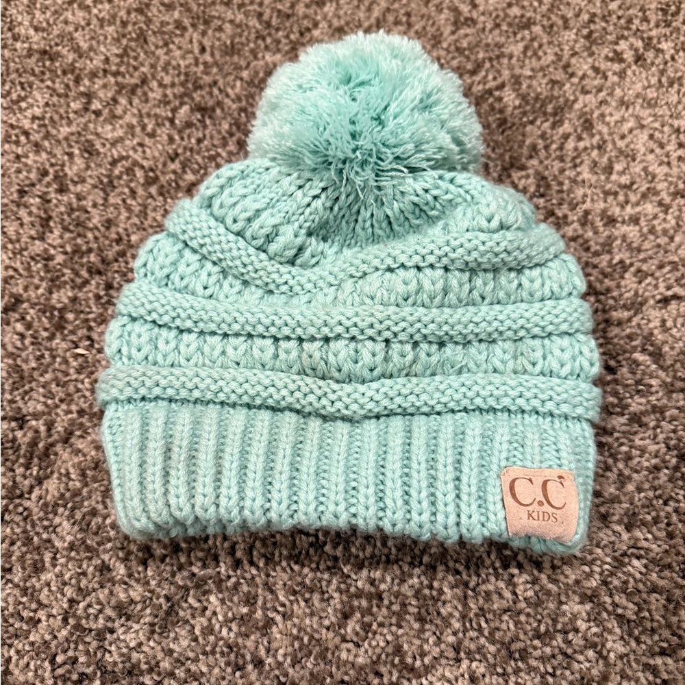 Mint Green Pom Pom Beanie